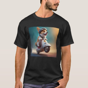 Corgi Moped Bike Road Trip Speed Adventure Dogs T-Shirt