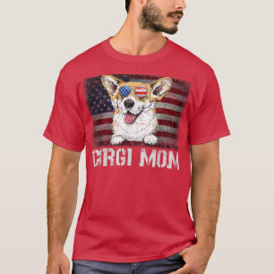 Corgi Mum American Corgi Dog US Flag 4th Of July T T-Shirt