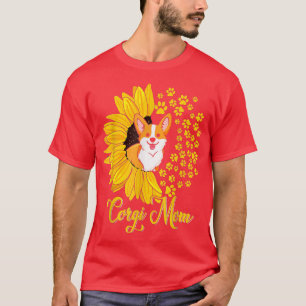 Corgi Mum Cute Corgi Dog Sunflower Happy Mother's T-Shirt