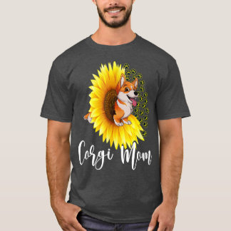 Corgi Mum Cute Corgi Dog Sunflower Pet Flower Love T-Shirt