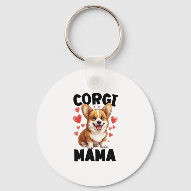 Corgi Mum - Cute Corgi Mama Key Ring (Front)
