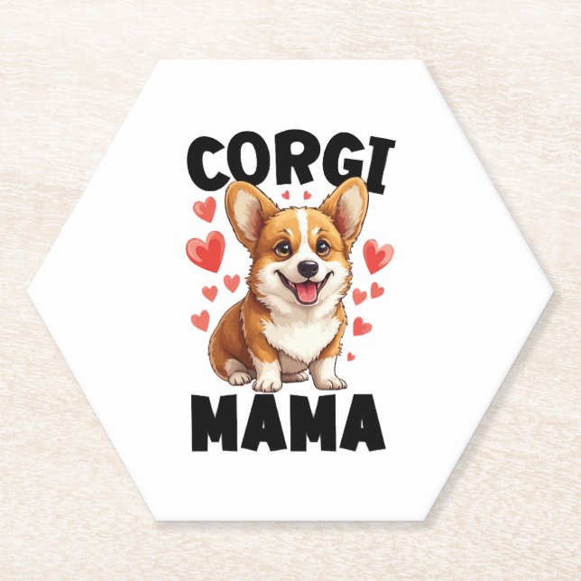 Corgi Mum - Cute Corgi Mama Paper Coaster (Front)