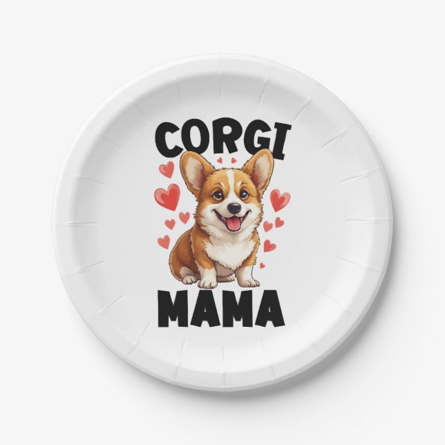 Corgi Mum - Cute Corgi Mama Paper Plate (Front)