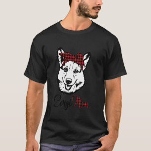 Corgi Mum Cute Corgi With Red Plaid Headband Dog L T-Shirt