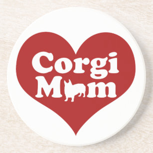 Corgi Mum Cute Red Heart Coaster