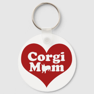 Corgi Mum Cute Red Heart Key Ring