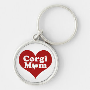 Corgi Mum Cute Red Heart Key Ring