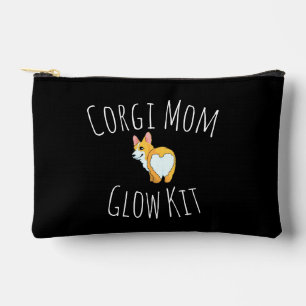 'Corgi Mum Glow Kit' Black And White Playful Cute Accessory Pouch