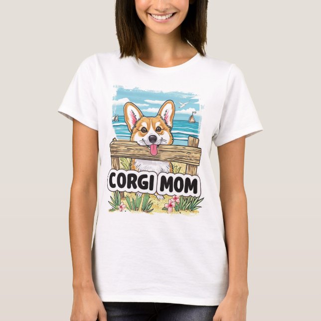 Corgi Mum Peeking T-Shirt (Front)