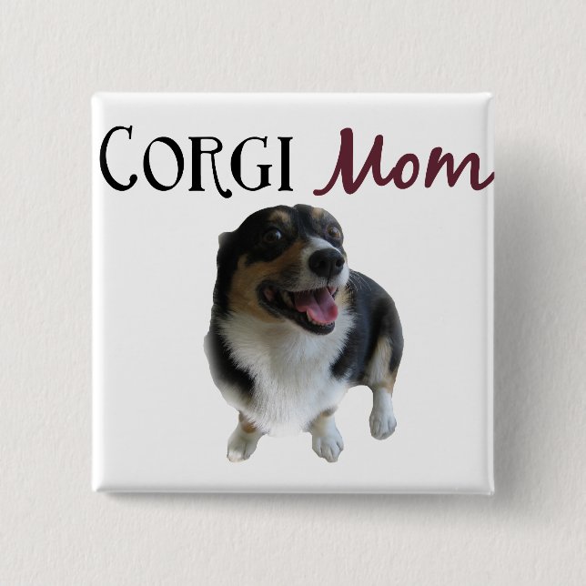 Corgi Mum Photograph 15 Cm Square Badge (Front)