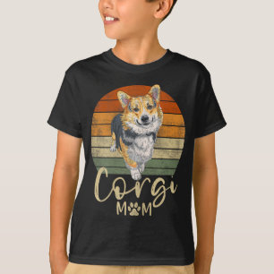 Corgi Mum Retro Sunset Corgi Gifts Dog Mama T-Shirt