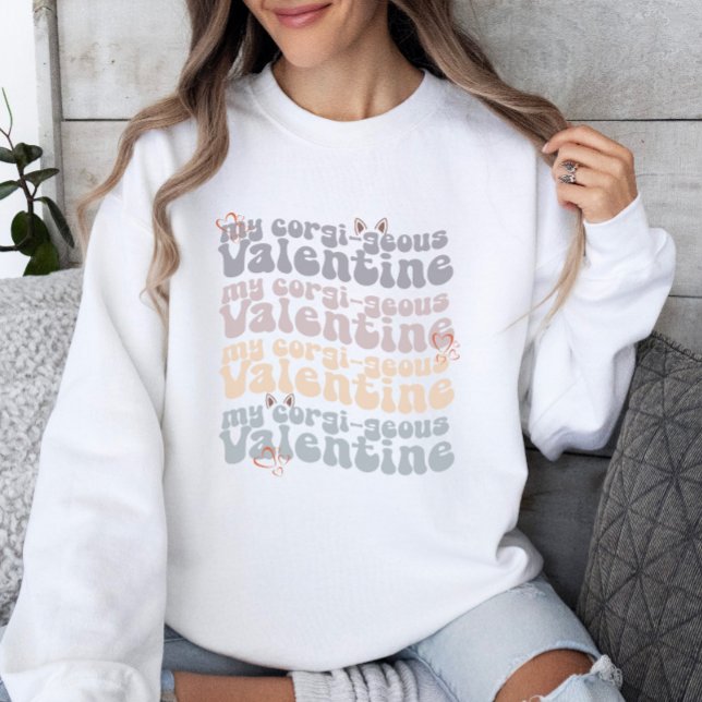 Corgi Mum Retro Valentine's Day Customisable Sweatshirt (Creator Uploaded)