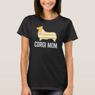 Corgi Mum Vintage Patriotic With American Flag T-Shirt
