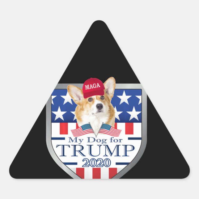 Corgi | My Dog Trump 2020 Corgi Long Sleeve Triangle Sticker (Front)