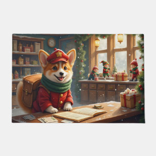 Corgi North Pole Post Office Art Doormat