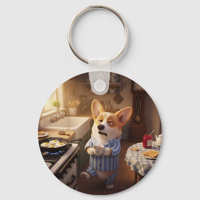 Corgi Not A Morning Person Key Ring (Front)