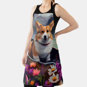 Corgi on a Paddle: A Scenic Adventure Apron