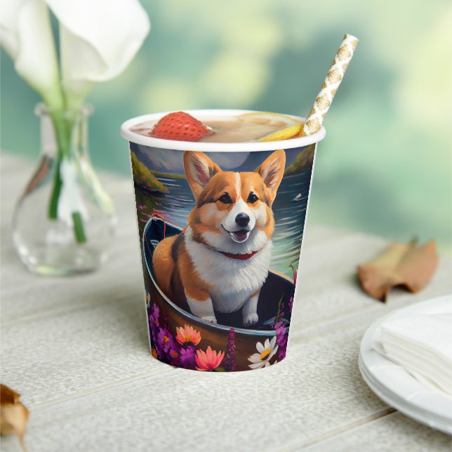 Corgi on a Paddle: A Scenic Adventure Paper Cups (Insitu)