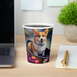 Corgi on a Paddle: A Scenic Adventure Paper Cups