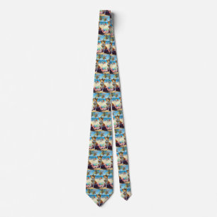Corgi on Beach, summer gift for dog lovers Tie