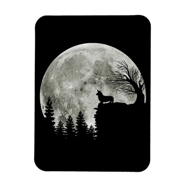 Corgi On Mountain Blood Moon Halloween Gifts Magnet (Vertical)