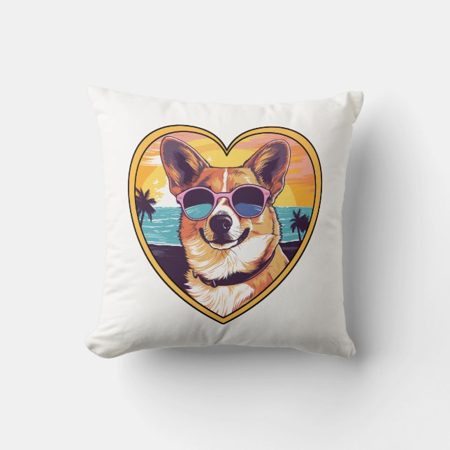 Corgi on the Beach Cushion (Front)