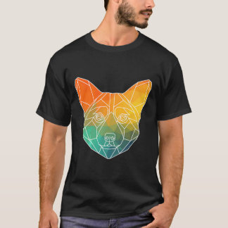 Corgi Outline Polygons Watercolor Silhouette Premi T-Shirt