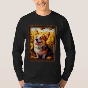 Corgi Painting Sunflower Flower Mom Women Floral T-Shirt