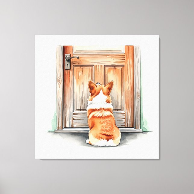 Corgi Patiently Waiting Canvas Print (Front)