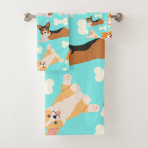 Corgi Pattern Bath Towel Set
