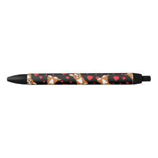 Corgi pattern black ink pen