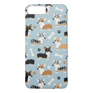Corgi Pattern Blue iPhone 8 Plus/7 Plus Case