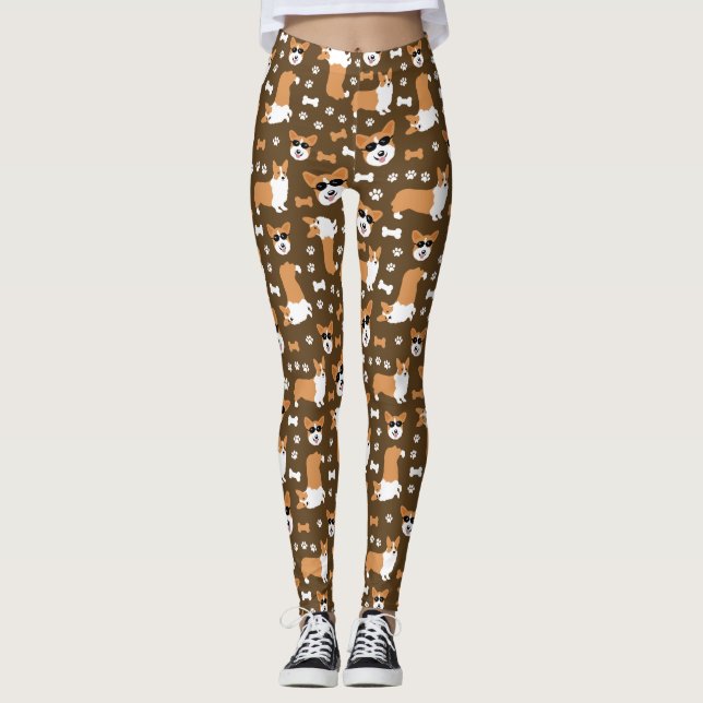 Corgi Pattern Cute Welsh Pembroke Corgis Leggings (Front)