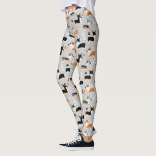 Corgi Pattern Gray Leggings