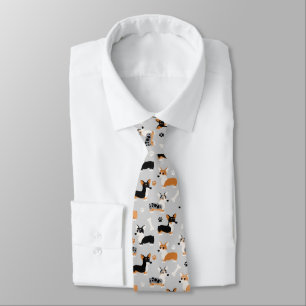 Corgi Pattern Gray Tie