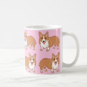 Corgi Pattern Light Pink Mug