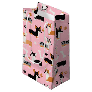 Corgi Pattern Pink Small Gift Bag