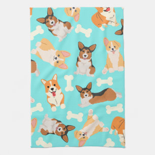 Corgi Pattern Tea Towel