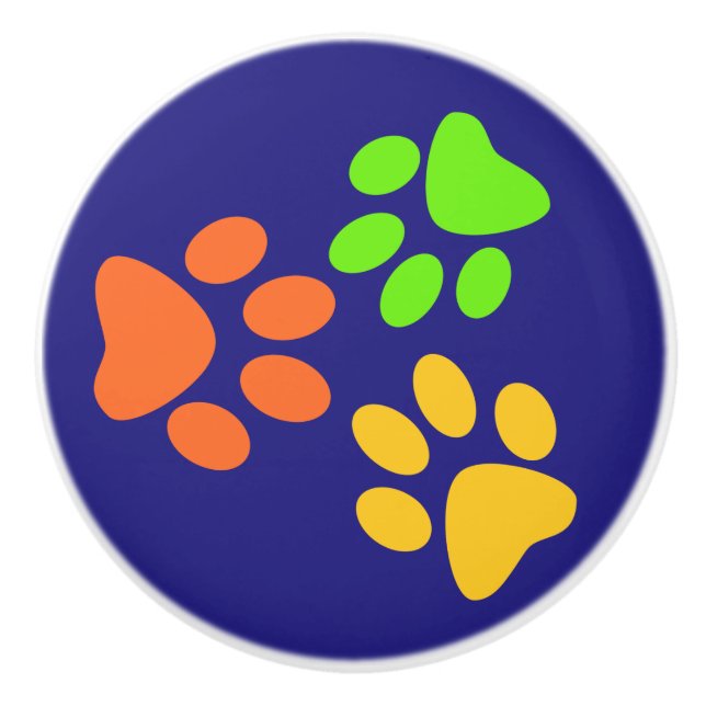 Corgi Paw Prints Ceramic Knob (Front)