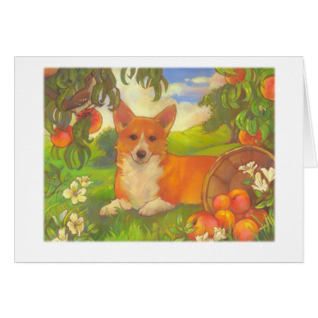 Corgi & Peaches Cards by DoubleFly Design (Front Horizontal)
