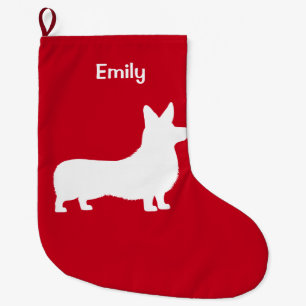 Corgi Pembroke in Silhouette Large Christmas Stocking