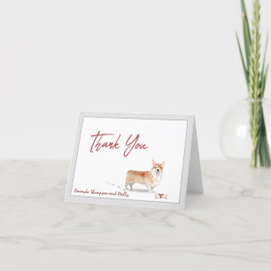 Corgi Pet Dog Personalise Bone Ribbon Thank You Card