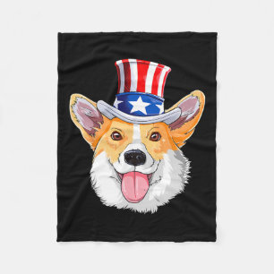 Corgi Pet Dogs 4th Of July American Flag Men Women Fleece Blanket