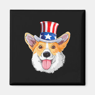 Corgi Pet Dogs 4th Of July American Flag Men Women Magnet