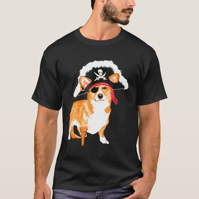 Corgi Pirate Halloween Dog Costume T T-Shirt (Front)