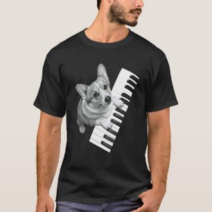 Corgi Playing Piano Pianist Dog Lover T-Shirt