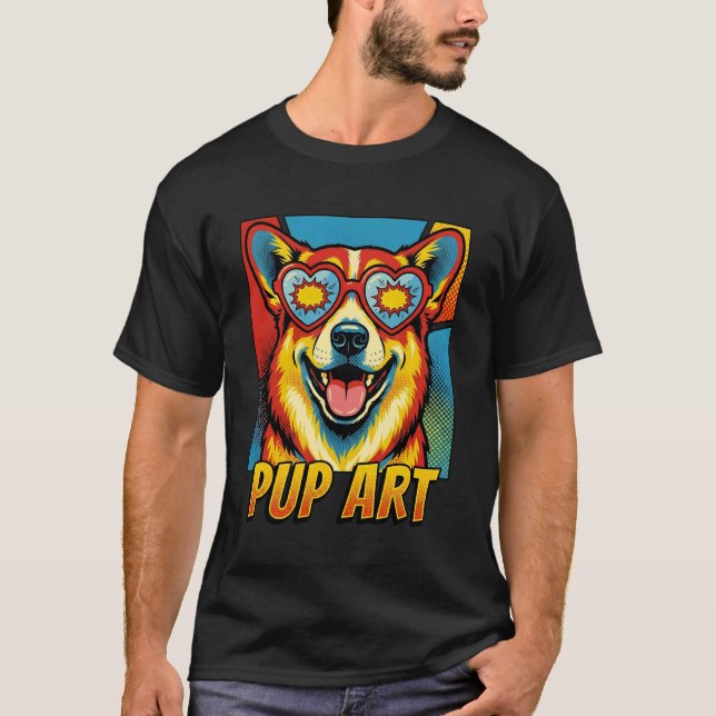Corgi Pop Art Retro Comic Style Long Sleeve T-Shirt (Front)
