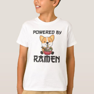 Corgi Powered By Ramen Cute Kawaii Noodle Dogs T-Shirt