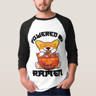 CORGI POWERED BY RAMEN   Kawaii Corgi Eating Ramen T-Shirt