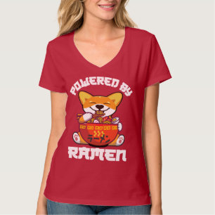 CORGI POWERED BY RAMEN   Kawaii Corgi Eating Ramen T-Shirt
